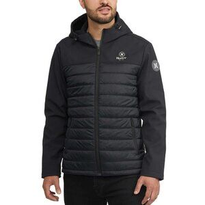 NWT Hurley Men's L Black Hybrid Puffer Softshell Jacket | Streetwear Outdoors